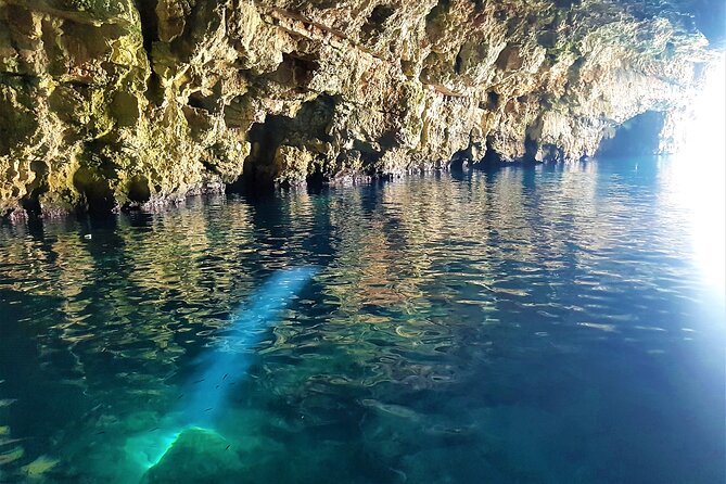 Blue cave group tour with swimming and snorkelling from Hvar - Green Cave: the sunbeam effect, plus a ticket you must plan for