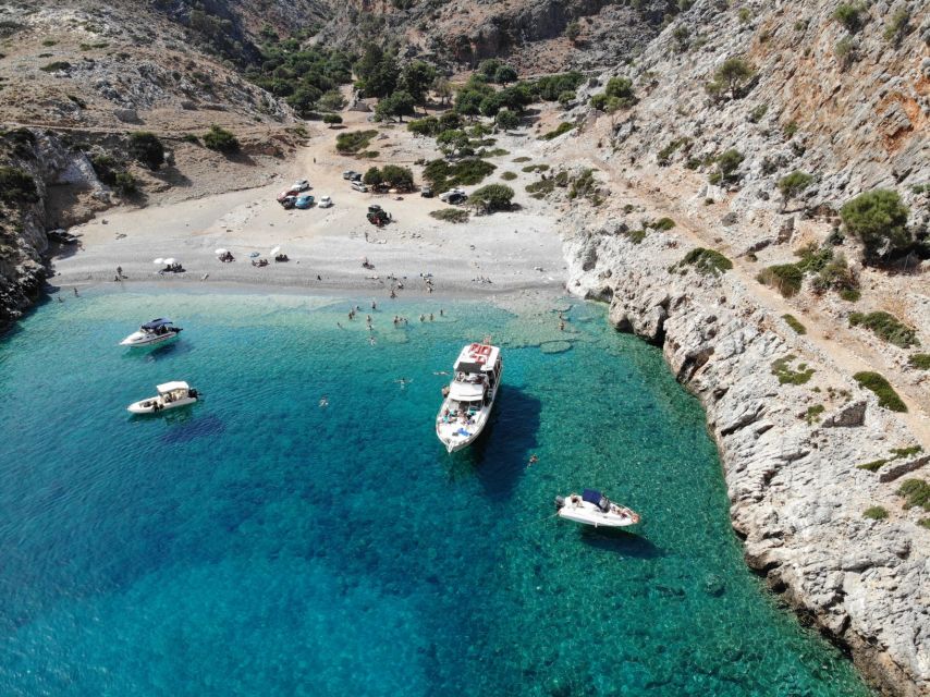 Chania: Menies Beach & Chironisia Bay Cruise with Snorkeling - Kolymbari meeting point and north Chania hotel pickup