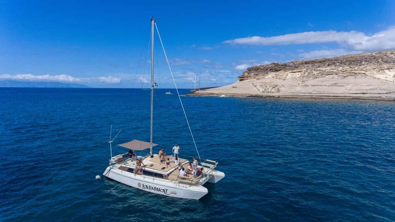 Costa Adeje: Catamaran Tour, Snorkelling, Snacks & Drinks - Sailing past Fañabe, Torviscas, and Mount Teide from the water