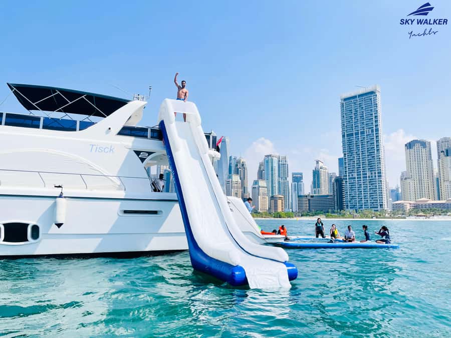 Dubai: Yacht Cruise with Swimming, Snorkeling and BBQ Lunch - From Dubai Marina Skyline to JBR Beach Swim Stop