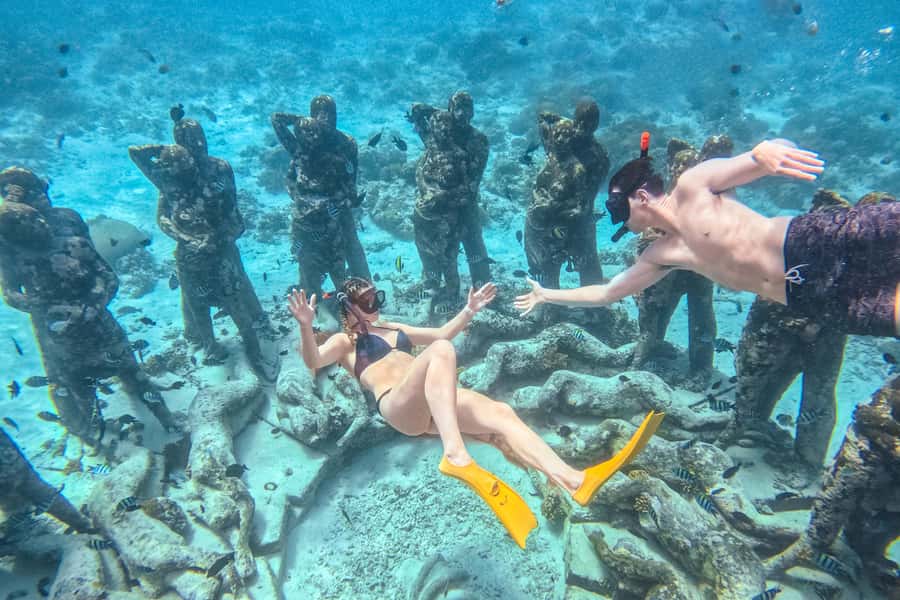 From Gili Air: Snorkeling with Turtles & Underwater Statue - How the three snorkeling stops work together for turtles and coral