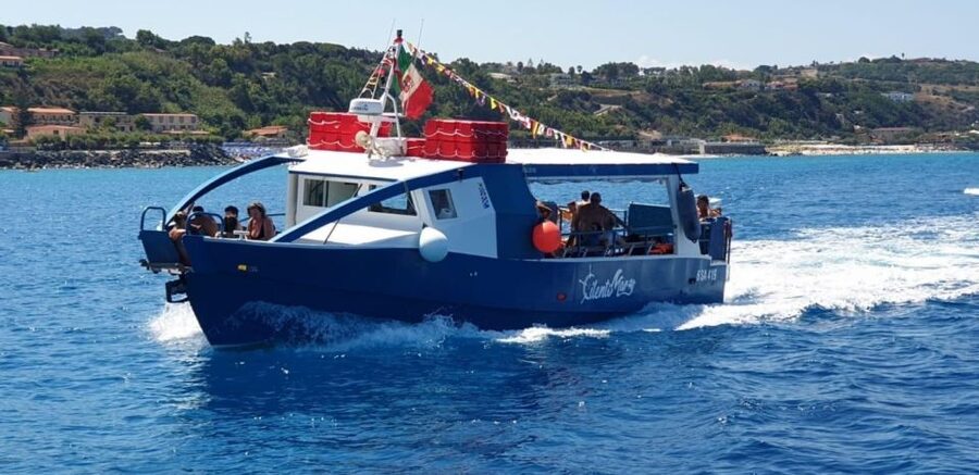 From Tropea: Capo Vaticano boat tour with snorkel & aperitif - Capo Vaticano swim and photos: what that first stop is for