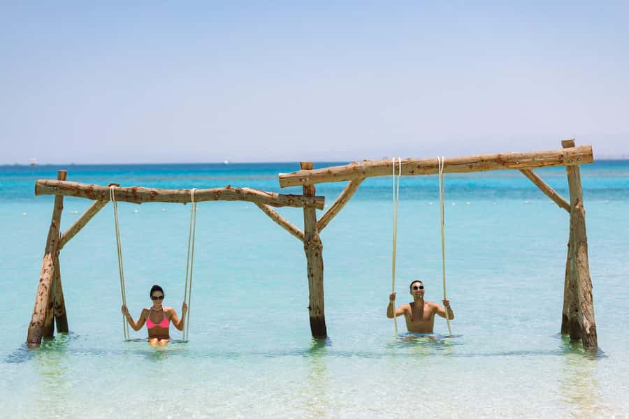 Hurghada: Hula Hula Speedboat w/ Optional Snorkeling & Lunch - The first swim stop: guided snorkeling and banana boat fun