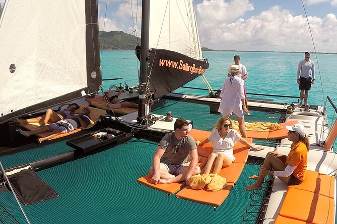 LUXURY Catamaran Bora Bora : Sailing, Snorkeling & Floating Bar - The Floating Bar Moment in Shallow Water