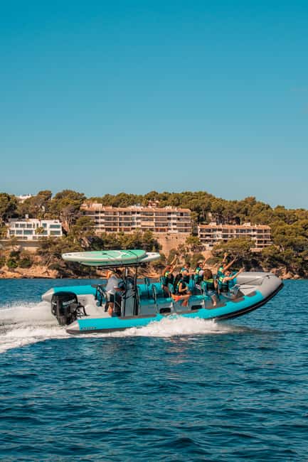 Mallorca: 2h speedboat tour, visit caves, cliffs and snorkel - The jet-boat run: cathedral passes and wave-splitting speed