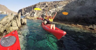 San José: Cabo de Gata Natural Park Kayak and Snorkel Tour - Meeting in San José Beach and getting set up fast