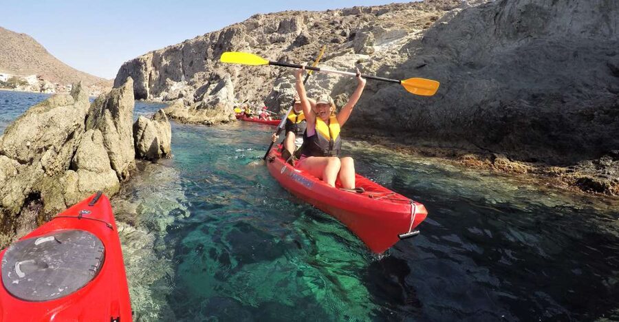 San José: Cabo de Gata Natural Park Kayak and Snorkel Tour - Meeting in San José Beach and getting set up fast